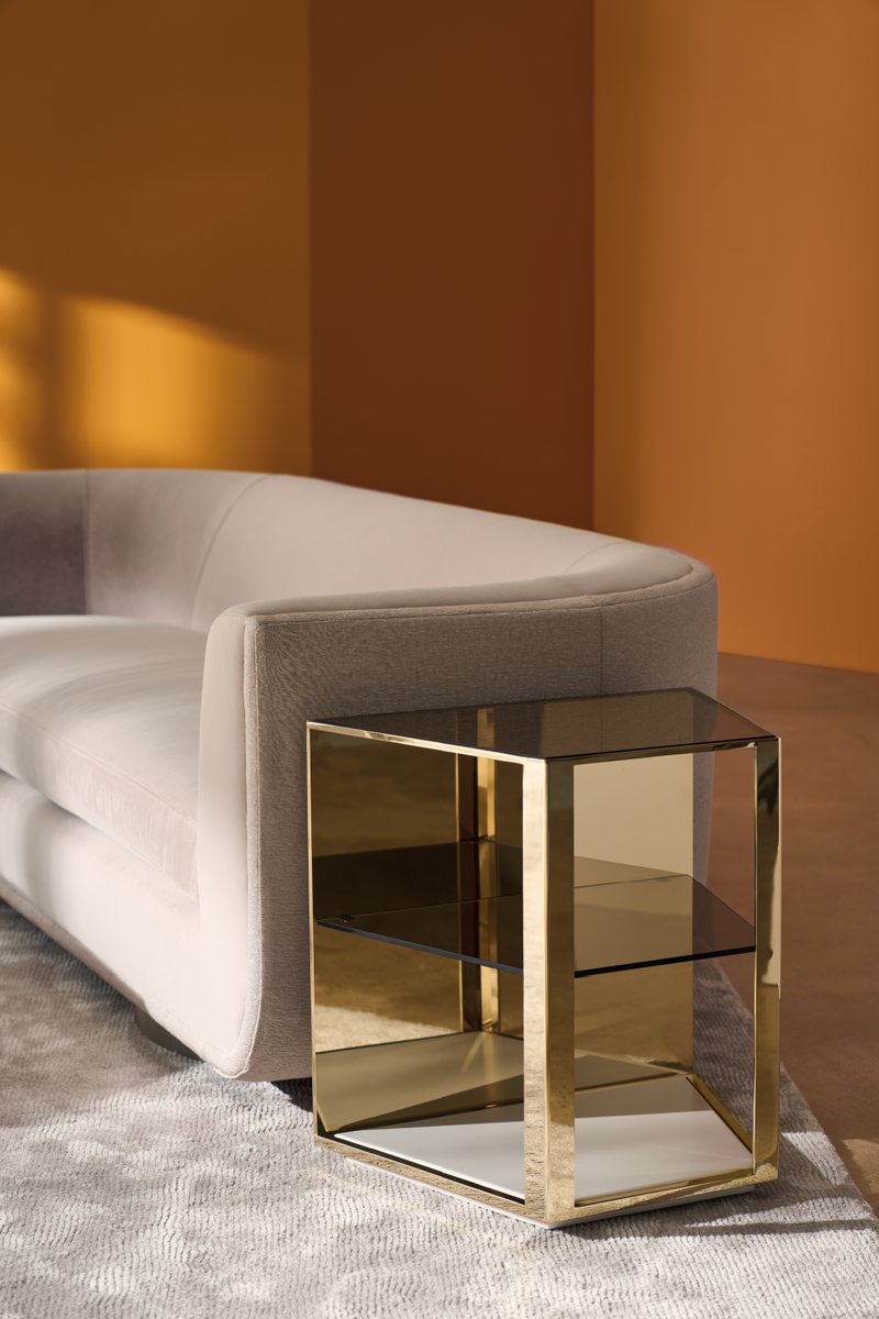 Canapé Courbé en Velours Taupe | Caracole Clipper | OROA.fr