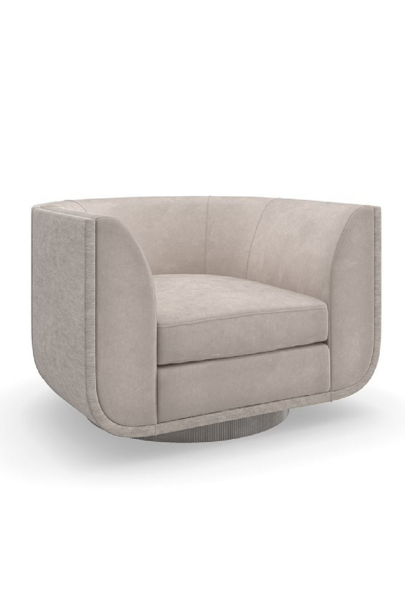Fauteuil lounge pivotant en velours taupe | Caracole Clipper | OROA.fr