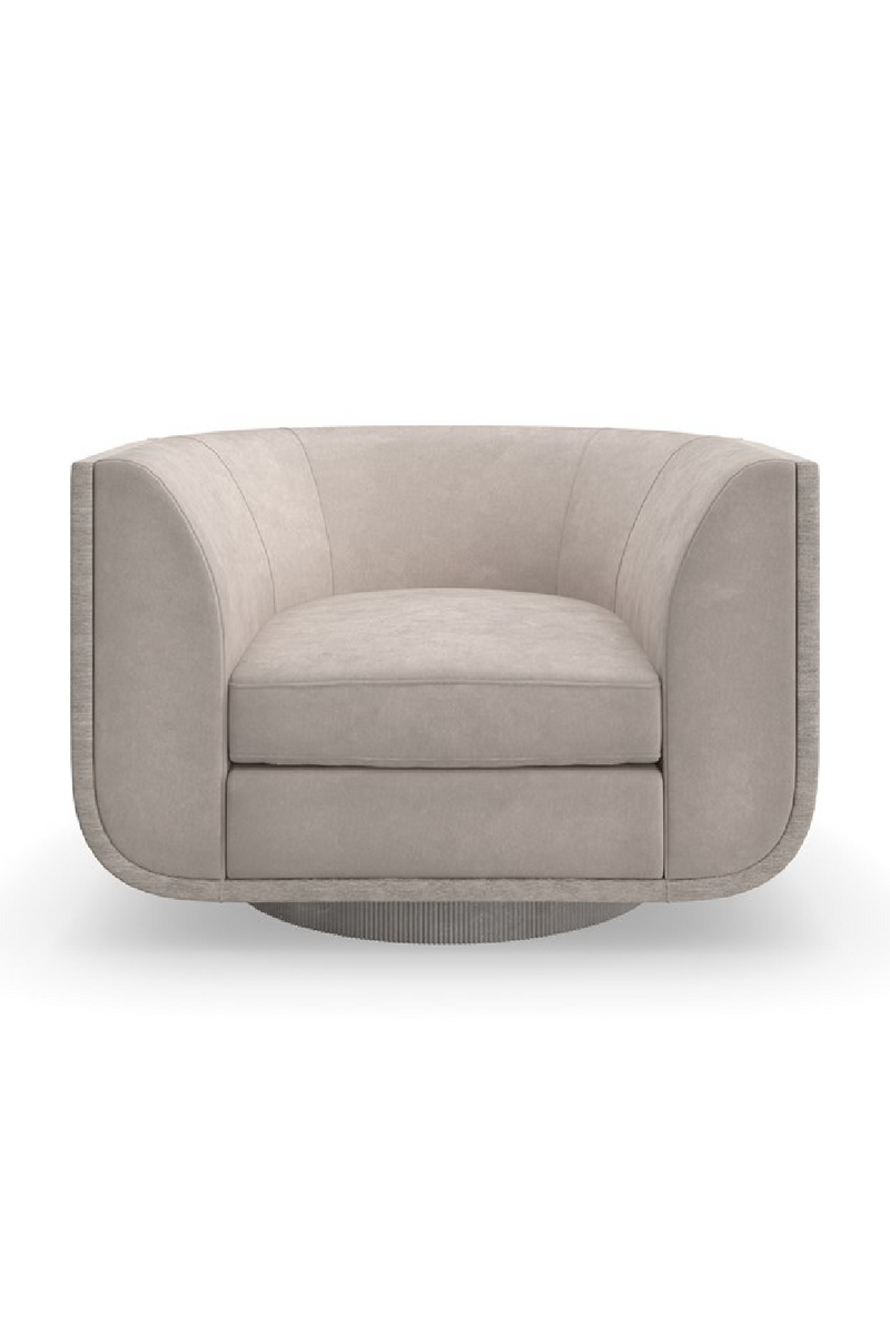 Fauteuil lounge pivotant en velours taupe | Caracole Clipper | OROA.fr