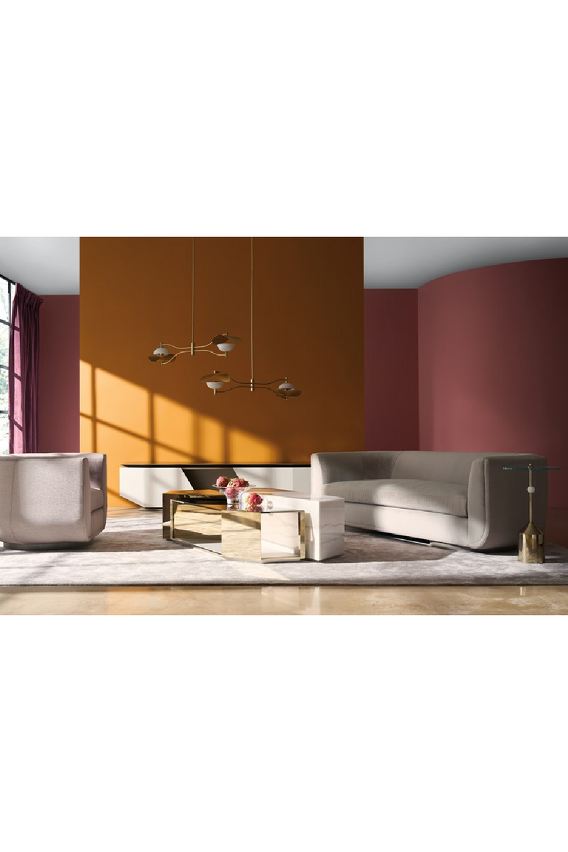 Fauteuil lounge pivotant en velours taupe | Caracole Clipper | OROA.fr