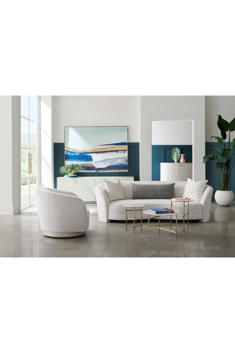 Fauteuil Pivotant en Chenille Blanche | Caracole Ahead of the Curve | OROA.fr