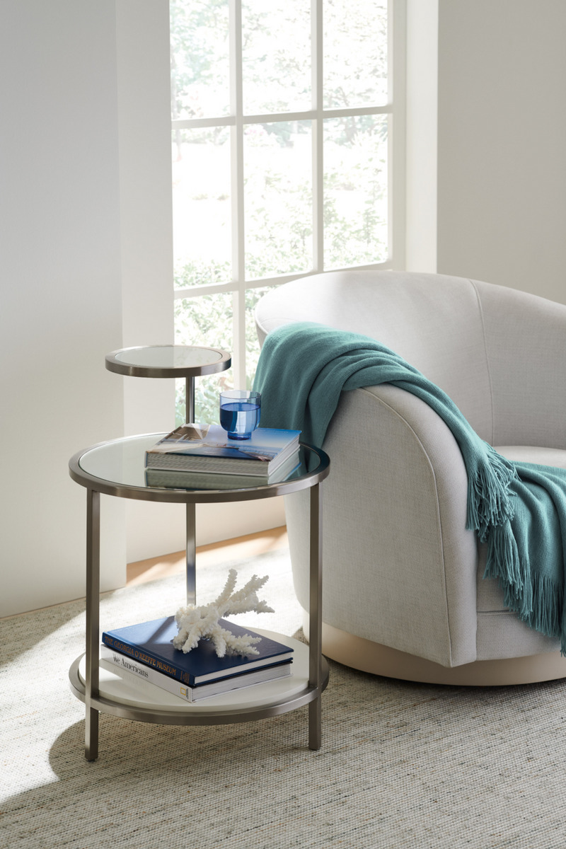 Fauteuil Pivotant en Chenille Blanche | Caracole Ahead of the Curve | OROA.fr