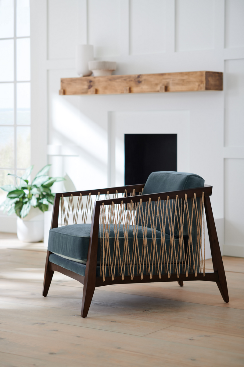 Fauteuil d'Appoint en Velours Bleu | Caracole Rope Me In | Oroa.fr