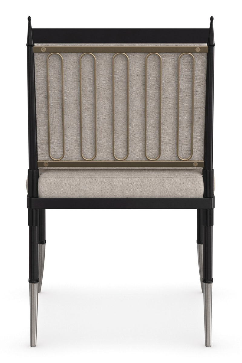 Chaise capitonnée en lin beige | Caracole Athena | OROA.fr