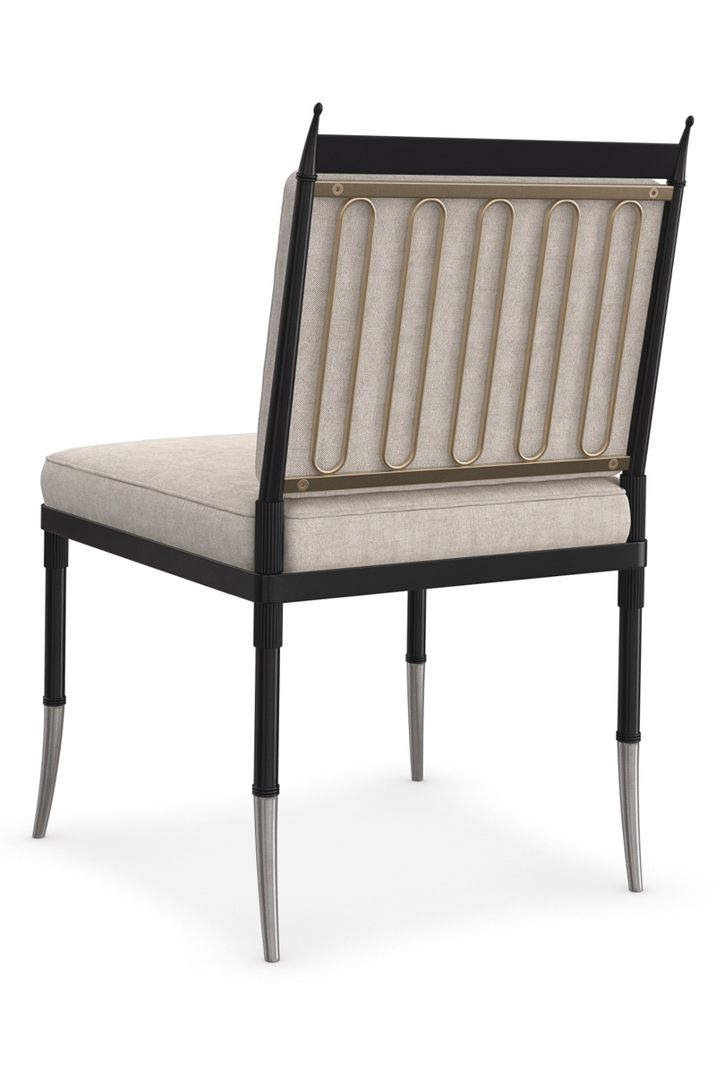 Chaise capitonnée en lin beige | Caracole Athena | OROA.fr