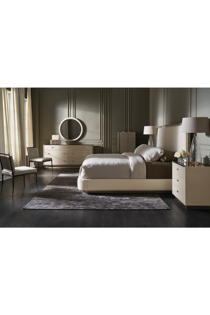 Chaise capitonnée en lin beige | Caracole Athena | OROA.fr