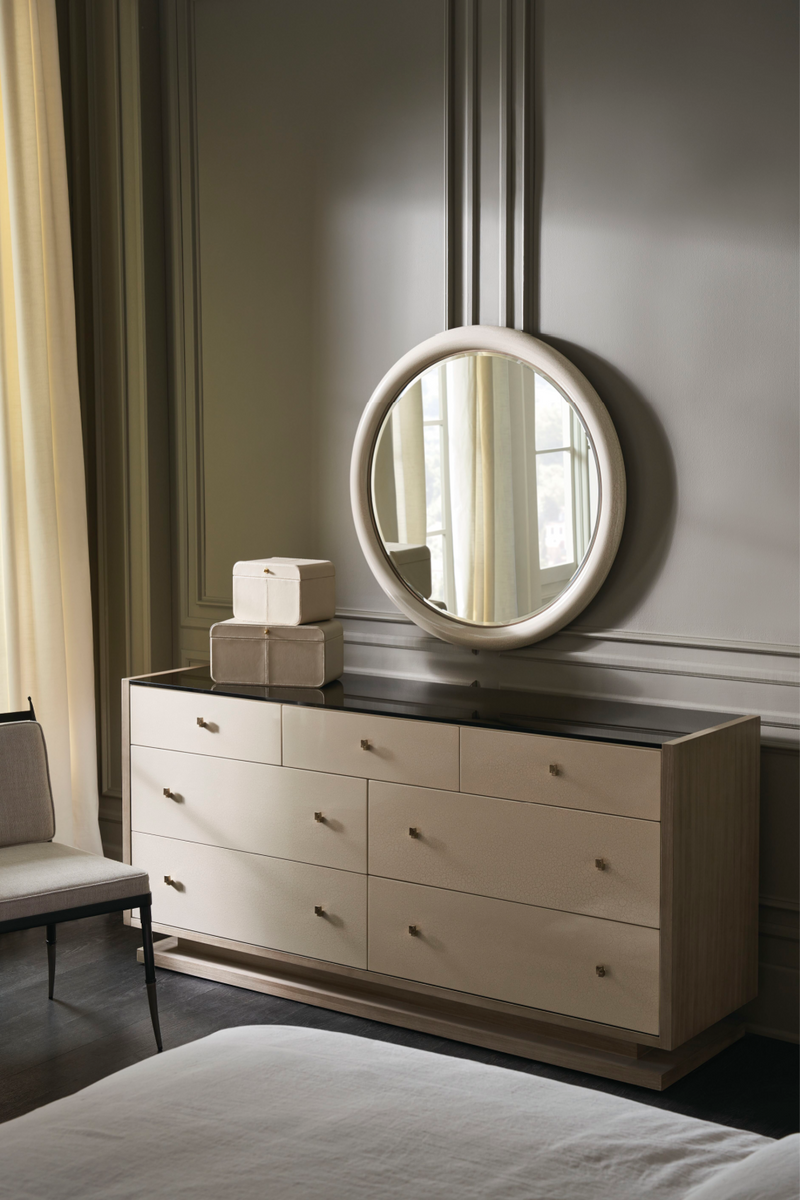 Chaise capitonnée en lin beige | Caracole Athena | OROA.fr