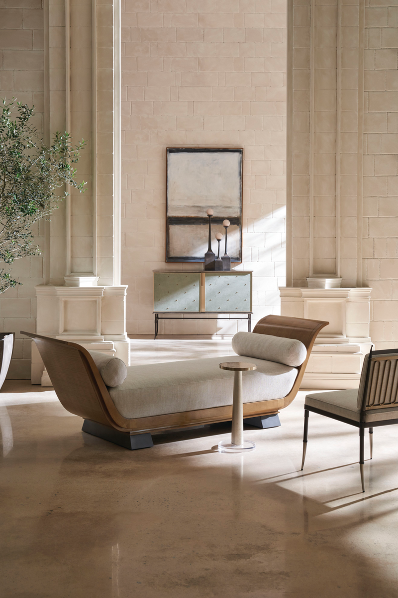 Chaise capitonnée en lin beige | Caracole Athena | OROA.fr