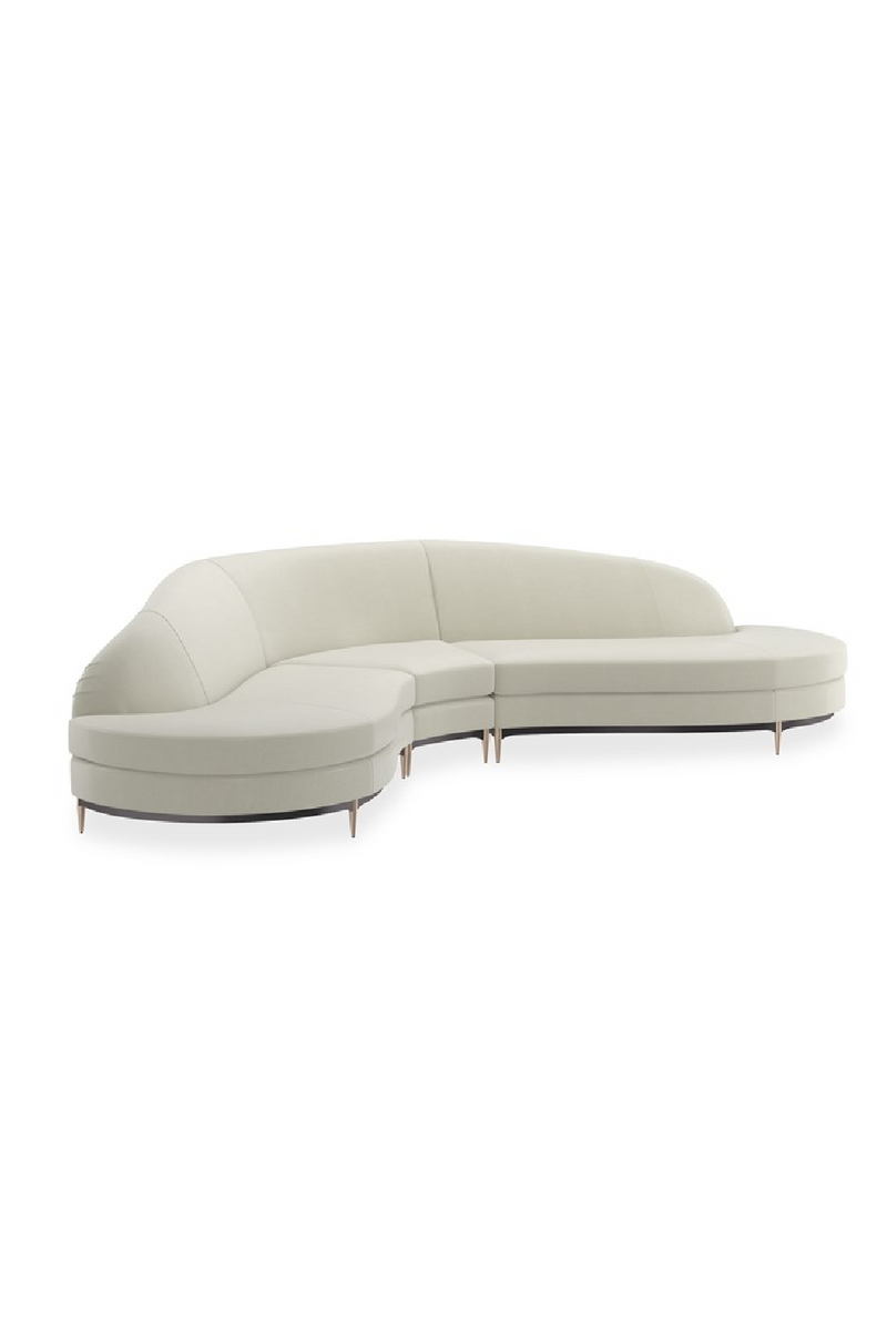Canape d’Angle en Velours Blanc | Caracole Three's Company | OROA.fr