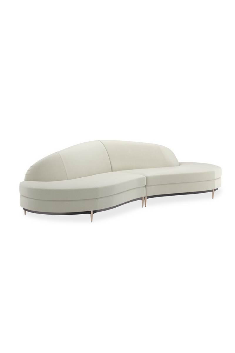 Canape d’Angle en Velours Blanc | Caracole Three's Company | OROA.fr