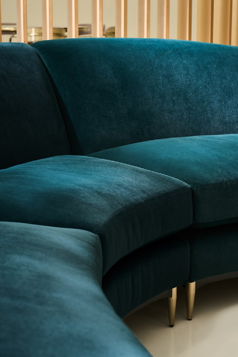 Canape d’Angle en Velours Vert | Caracole Three's Company | OROA.fr