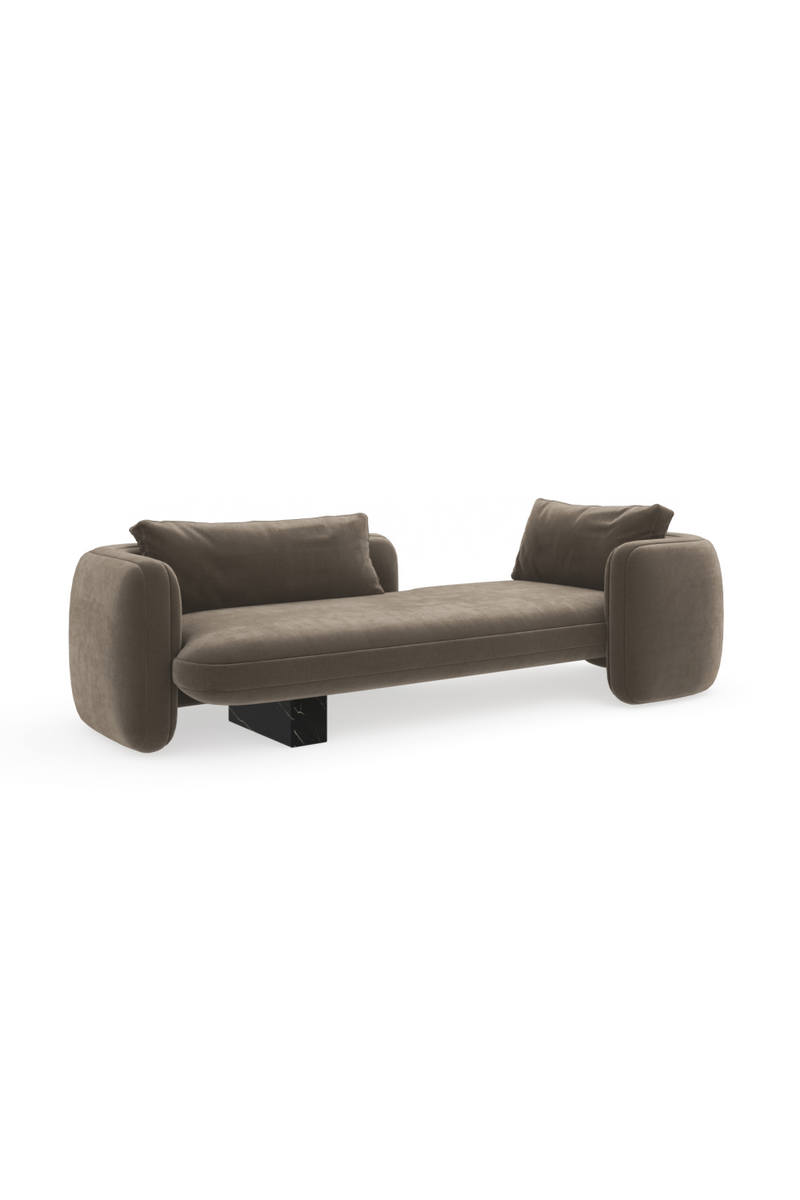 Chaise longue de chambre en velours taupe | Caracole Overlap | OROA.fr