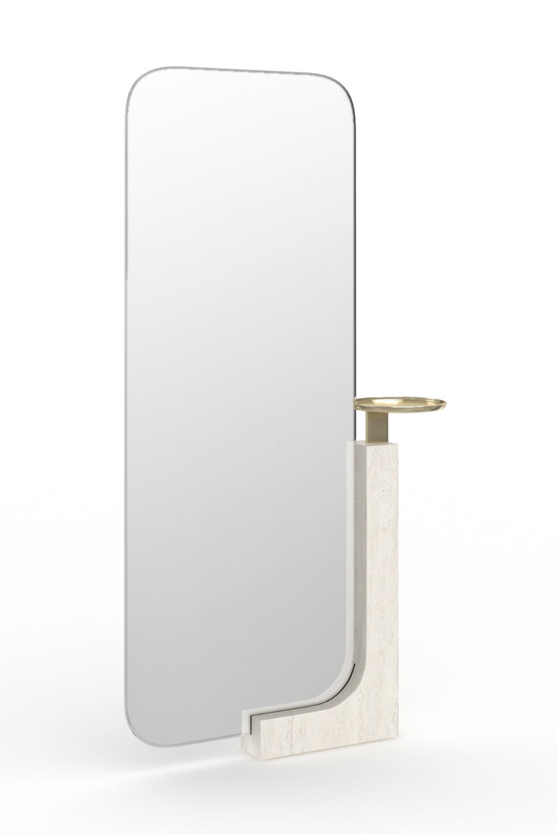 Miroir sur pied en travertin | Caracole Overlap | OROA.fr