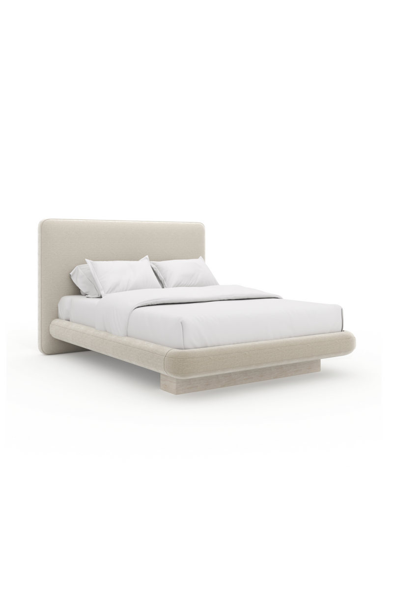 Lit queen en velours vintage ivoire | Caracole Overlap | OROA.fr