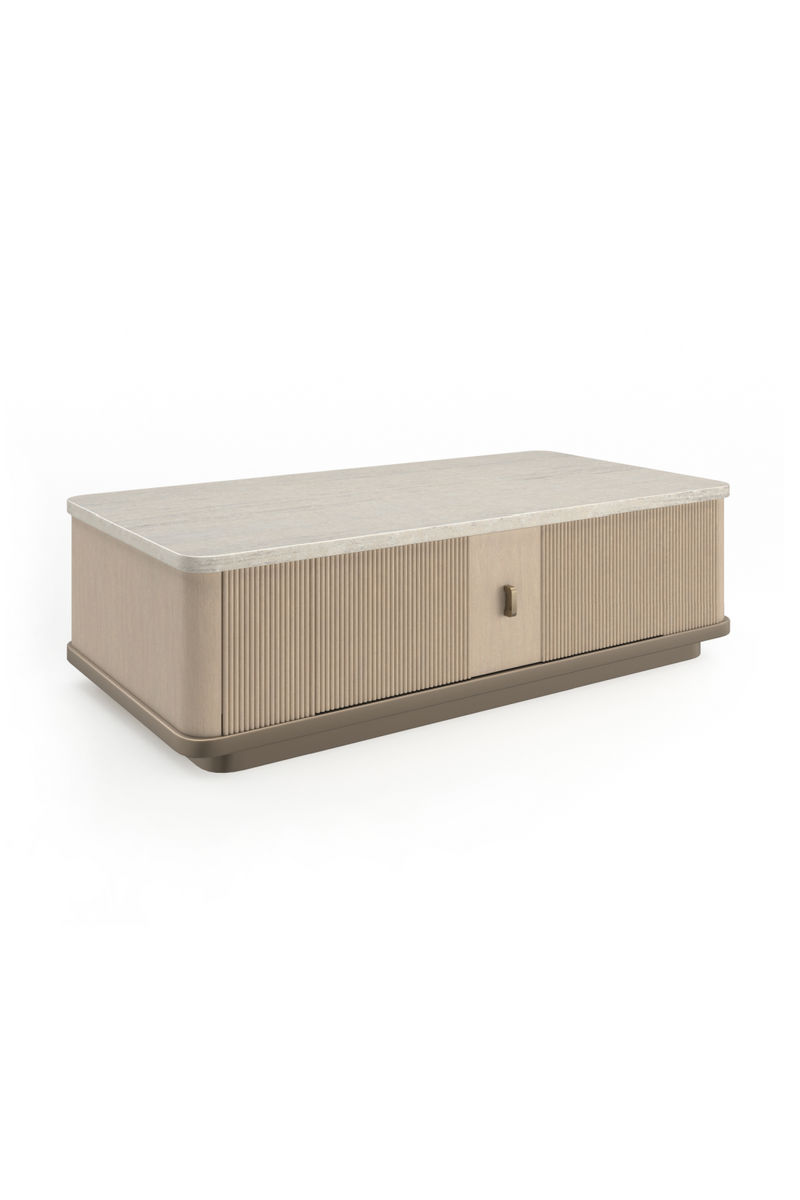 Table basse à deux portes en chêne rainuré | Caracole Rhythm | OROA.fr