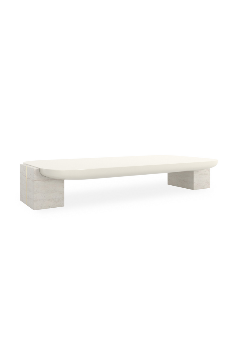Table basse à panneaux en travertin | Caracole Overlap | OROA.fr