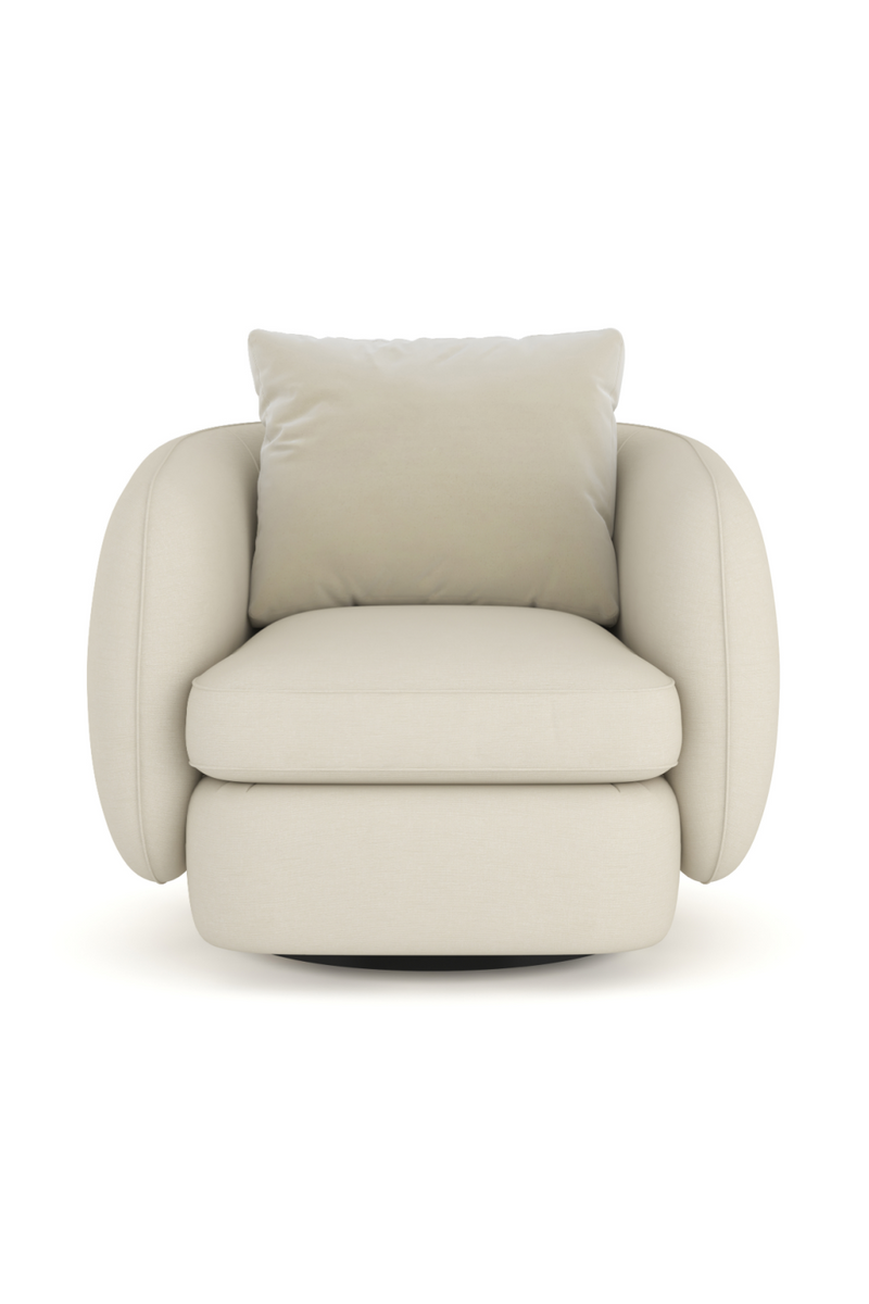 Fauteuil Pivotant en Lin Ivoire | Caracole Lumi | OROA.fr