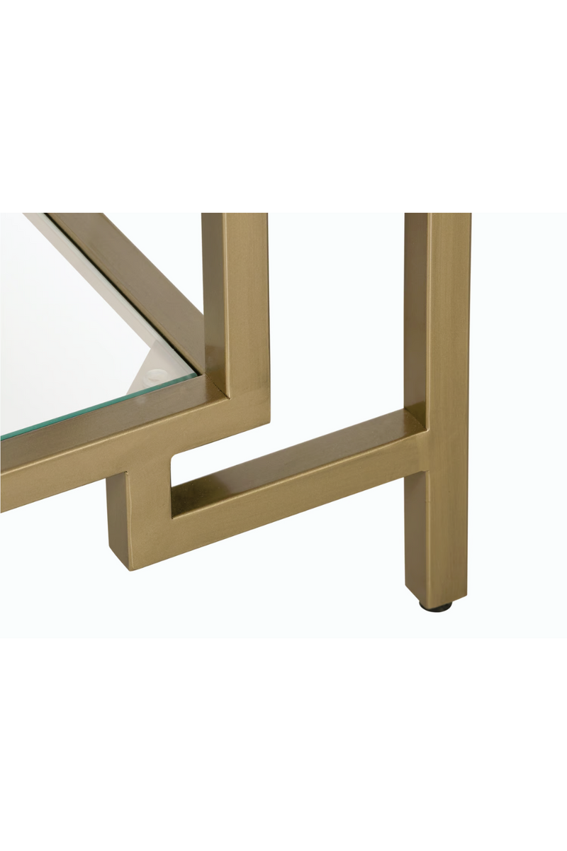 Golden geometric console in tempered glass | Andrew Martin Architect