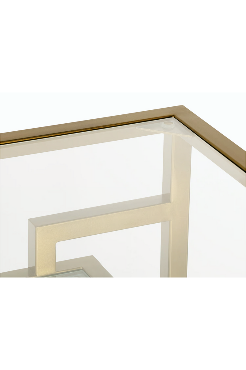 Golden geometric console in tempered glass | Andrew Martin Architect