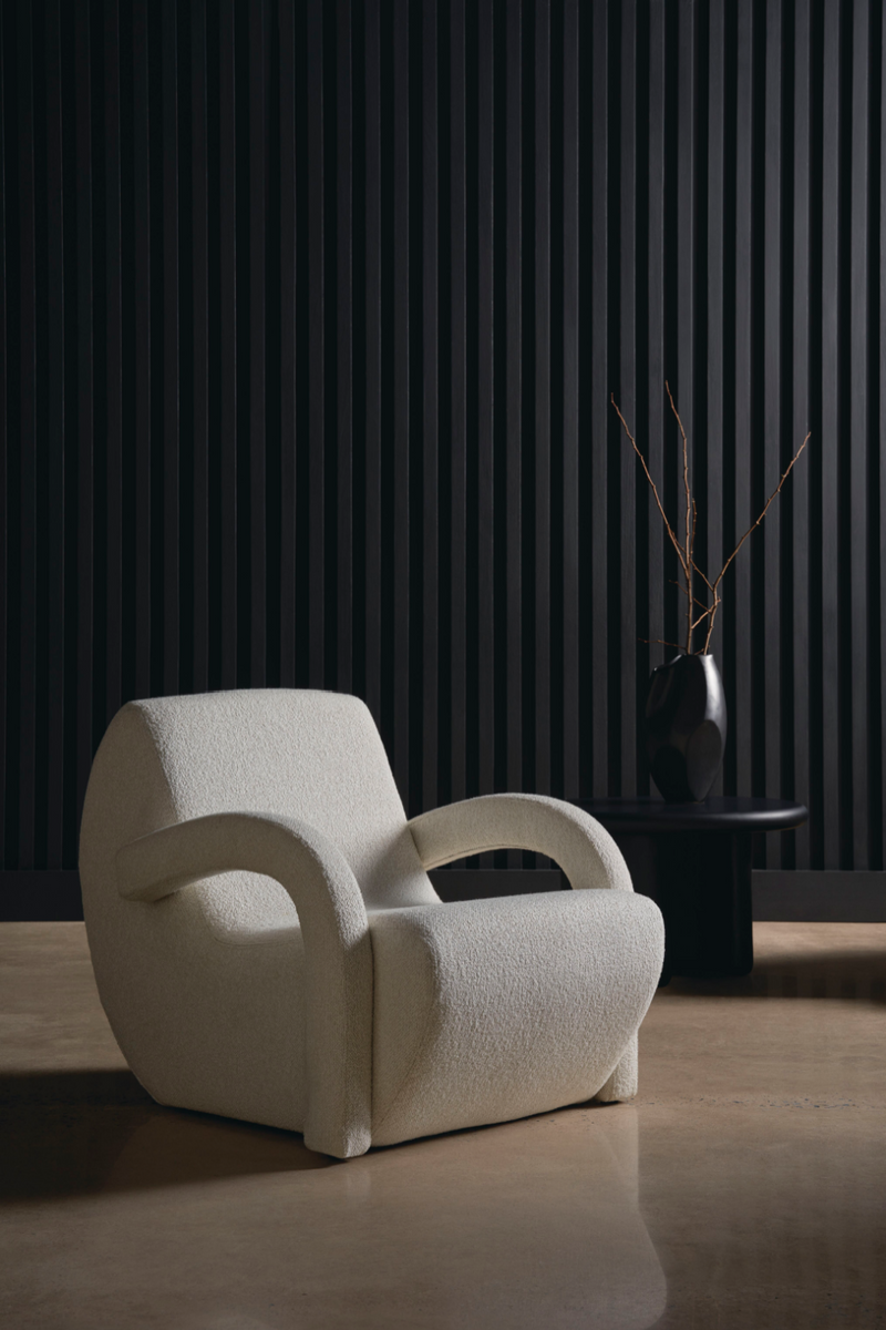 Fauteuil d’appoint en bouclé blanc | Caracole Leo | Oroa.fr