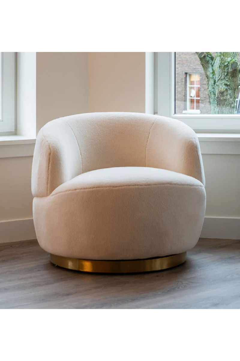 Fauteuil pivotant molletonné blanc | Richmond Teddy | Meubleluxe.fr