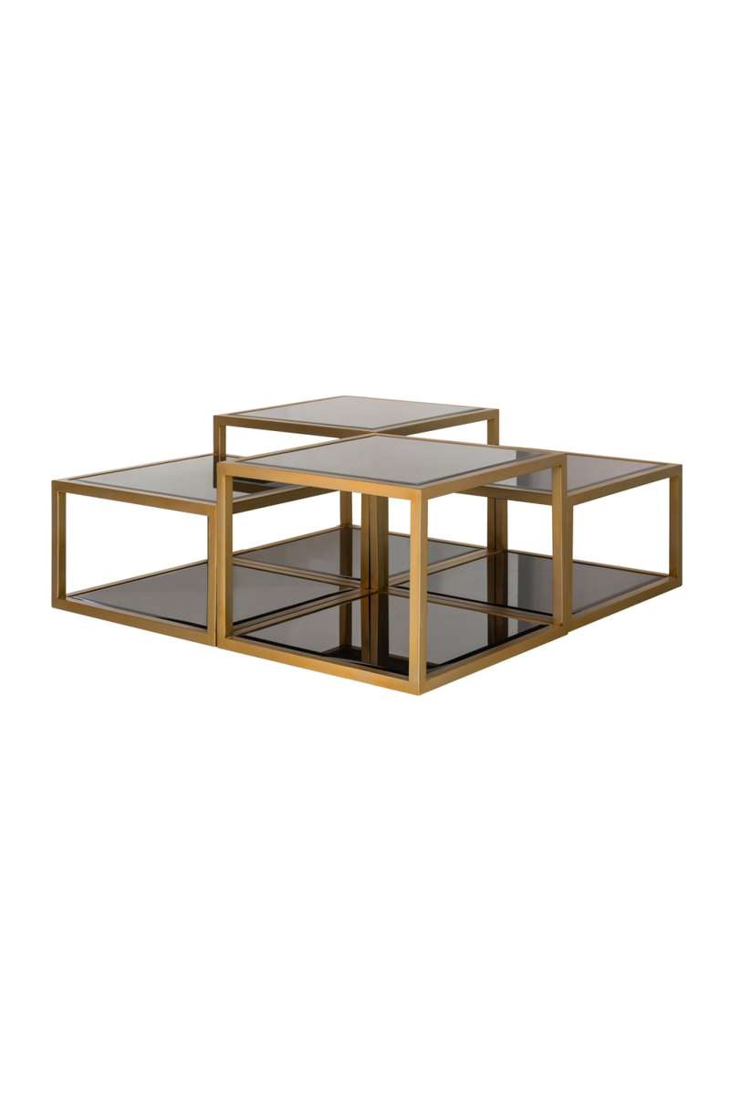 Table basse en verre et en laiton (lot de 4) | Richmond Loua | Meubleluxe.fr