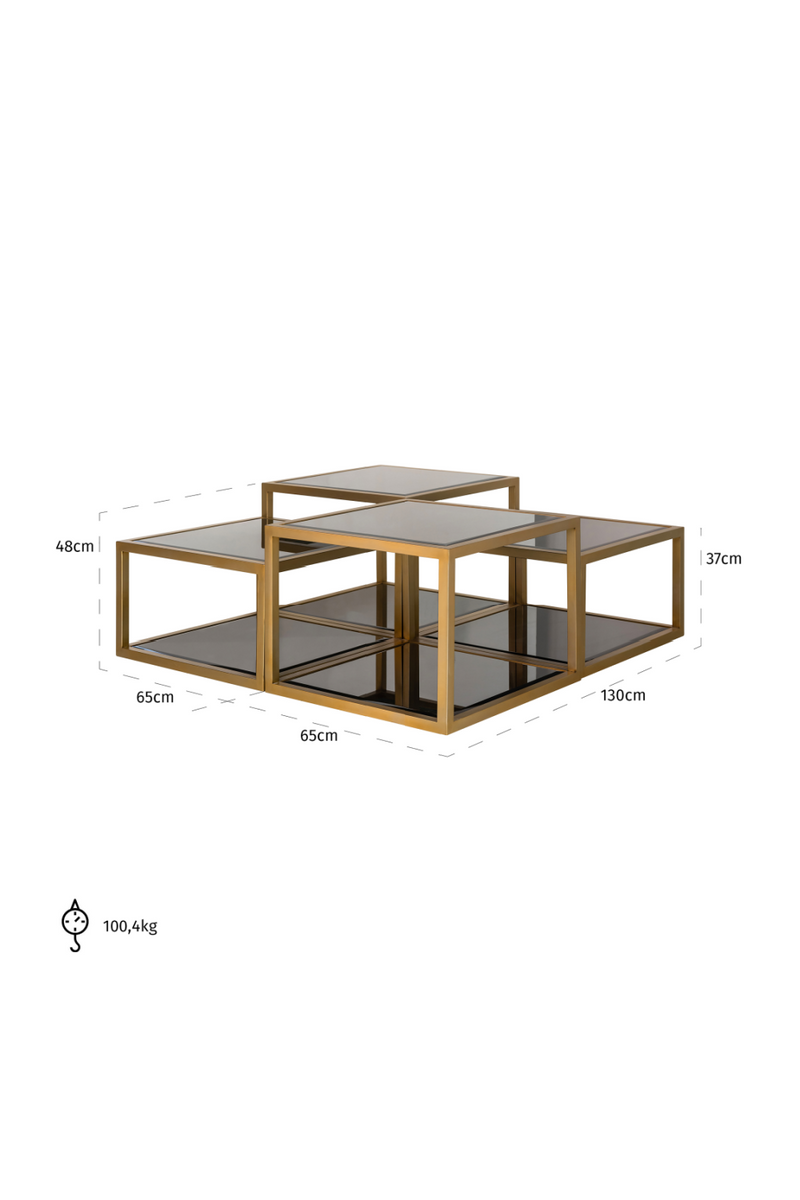 Table basse en verre et en laiton (lot de 4) | Richmond Loua | Meubleluxe.fr