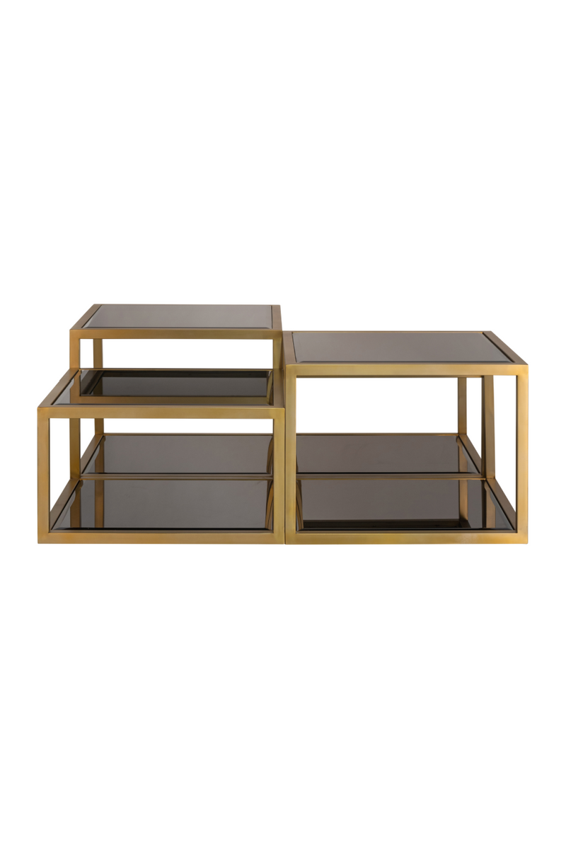 Table basse en verre et en laiton (lot de 4) | Richmond Loua | Meubleluxe.fr