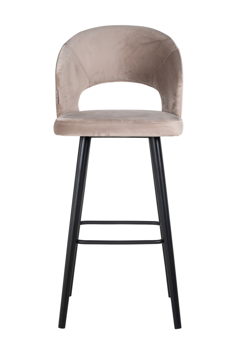 Chaise de bar en velours taupe | Richmond Savoy | Meubleluxe.fr