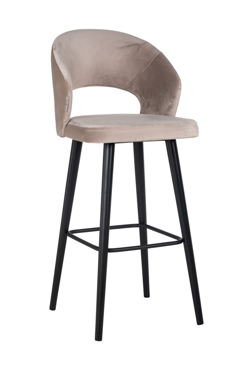 Chaise de bar en velours taupe | Richmond Savoy | Meubleluxe.fr