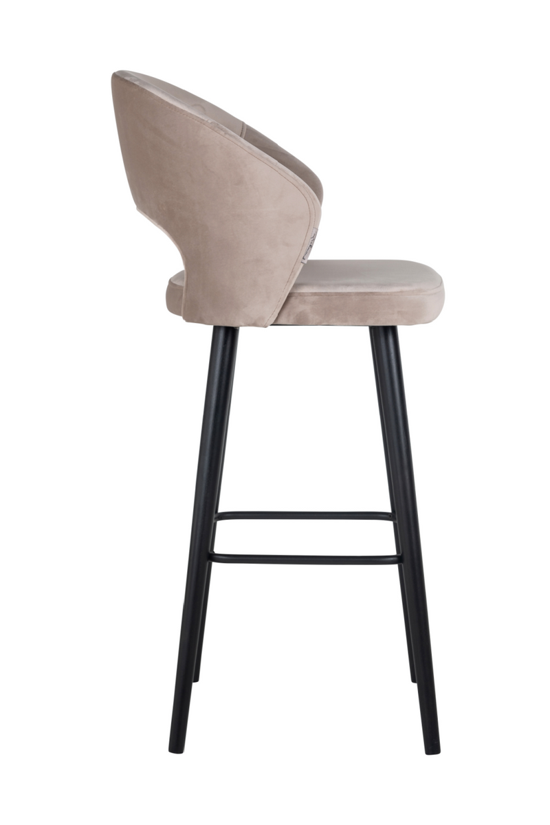 Chaise de bar en velours taupe | Richmond Savoy | Meubleluxe.fr