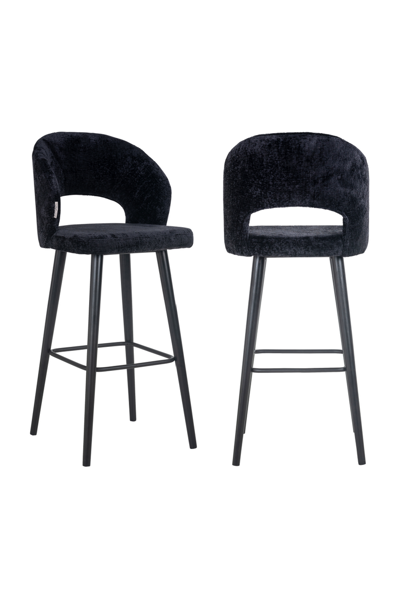 Chaise de bar en chenille noir | Richmond Savoy | Meubleluxe.fr