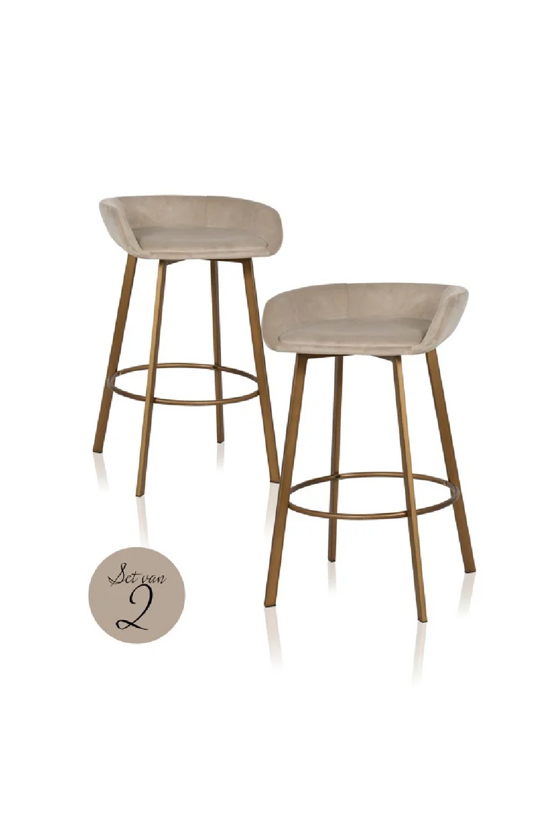 Tabouret de bar en velours taupe (lot de 2) | Richmond Cressida | Meubleluxe.fr