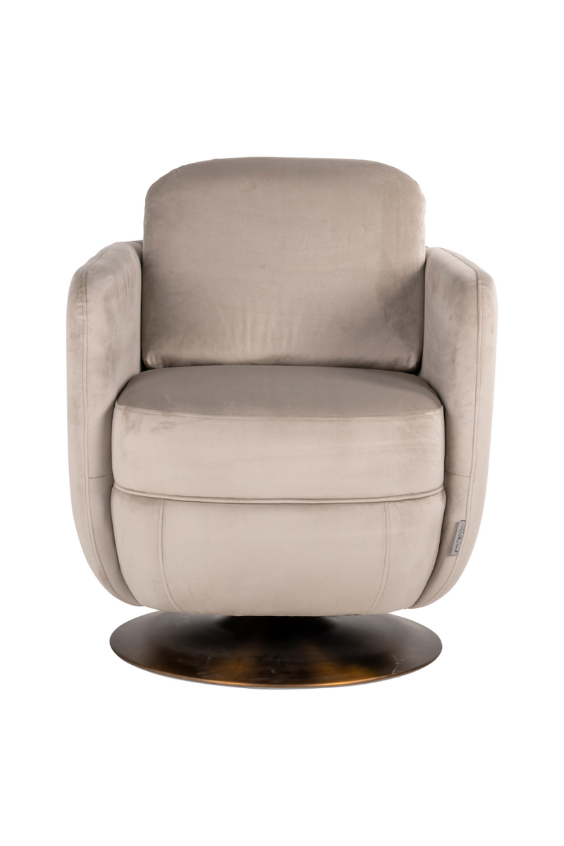 Fauteuil pivotant en velours taupe | Richmond Turner | Meubleluxe.fr