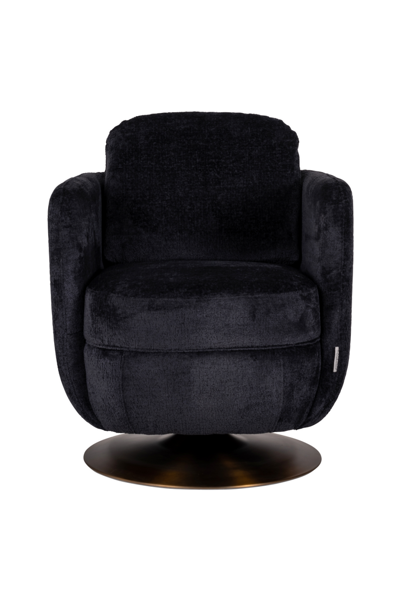 Fauteuil pivotant en chenille noir | Richmond Turner | Meubleluxe.fr