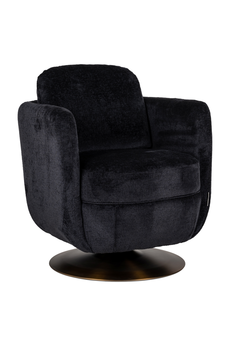 Fauteuil pivotant en chenille noir | Richmond Turner | Meubleluxe.fr