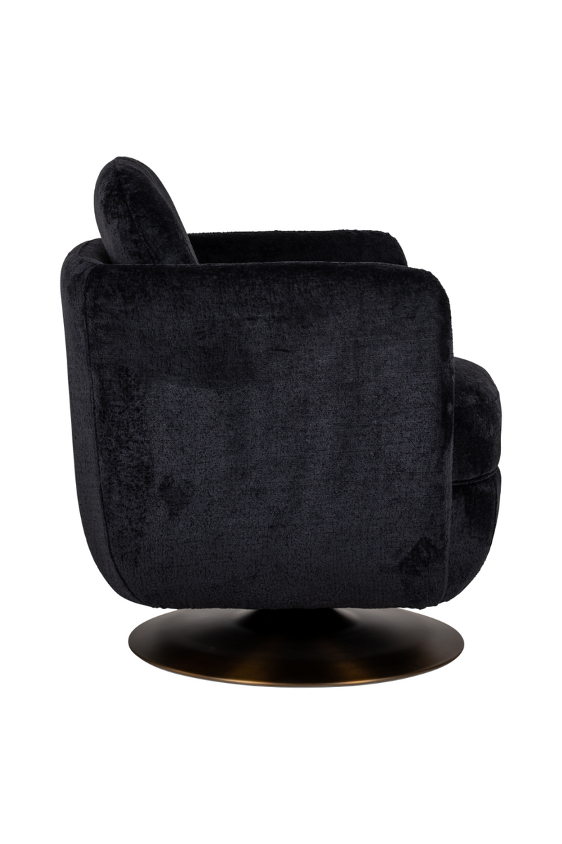 Fauteuil pivotant en chenille noir | Richmond Turner | Meubleluxe.fr