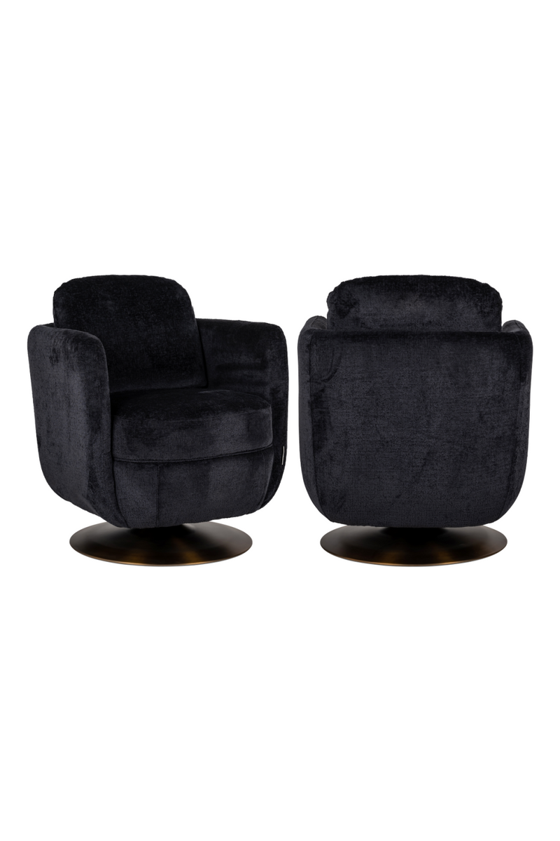 Fauteuil pivotant en chenille noir | Richmond Turner | Meubleluxe.fr