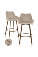Tabouret de bar en velours taupe (lot de 2) | Richmond Cressida | Meubleluxe.fr