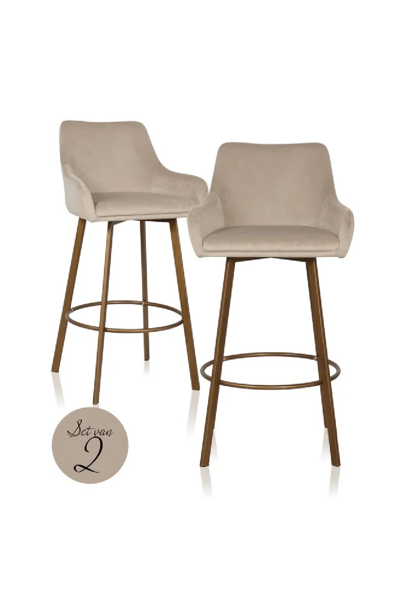 Tabouret de bar en velours taupe (lot de 2) | Richmond Cressida | Meubleluxe.fr