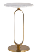 Table d'appoint en laiton et marbre blanc | Richmond Celine | Meubleluxe.fr