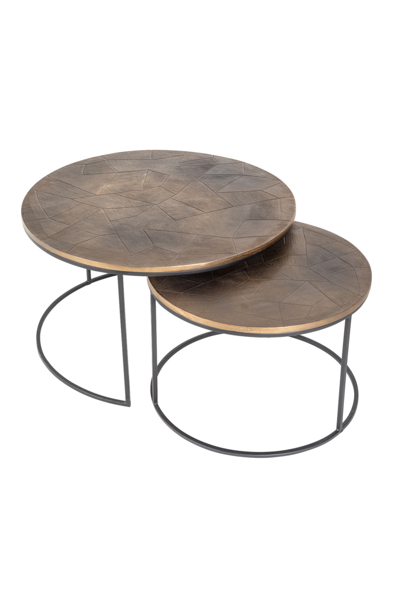 Table basse gigogne en laiton doré (lot de 2) | Richmond Tulum | Meubleluxe.fr