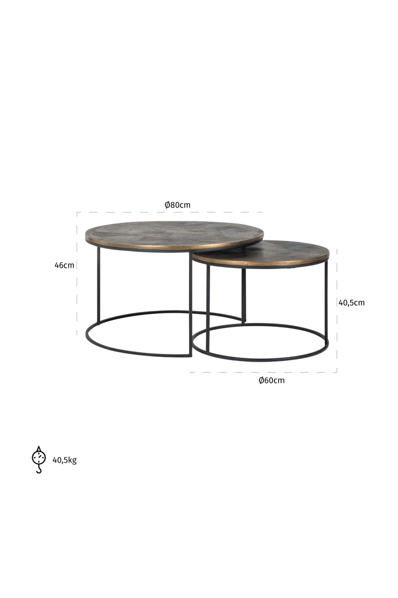 Table basse gigogne en laiton doré (lot de 2) | Richmond Tulum | Meubleluxe.fr