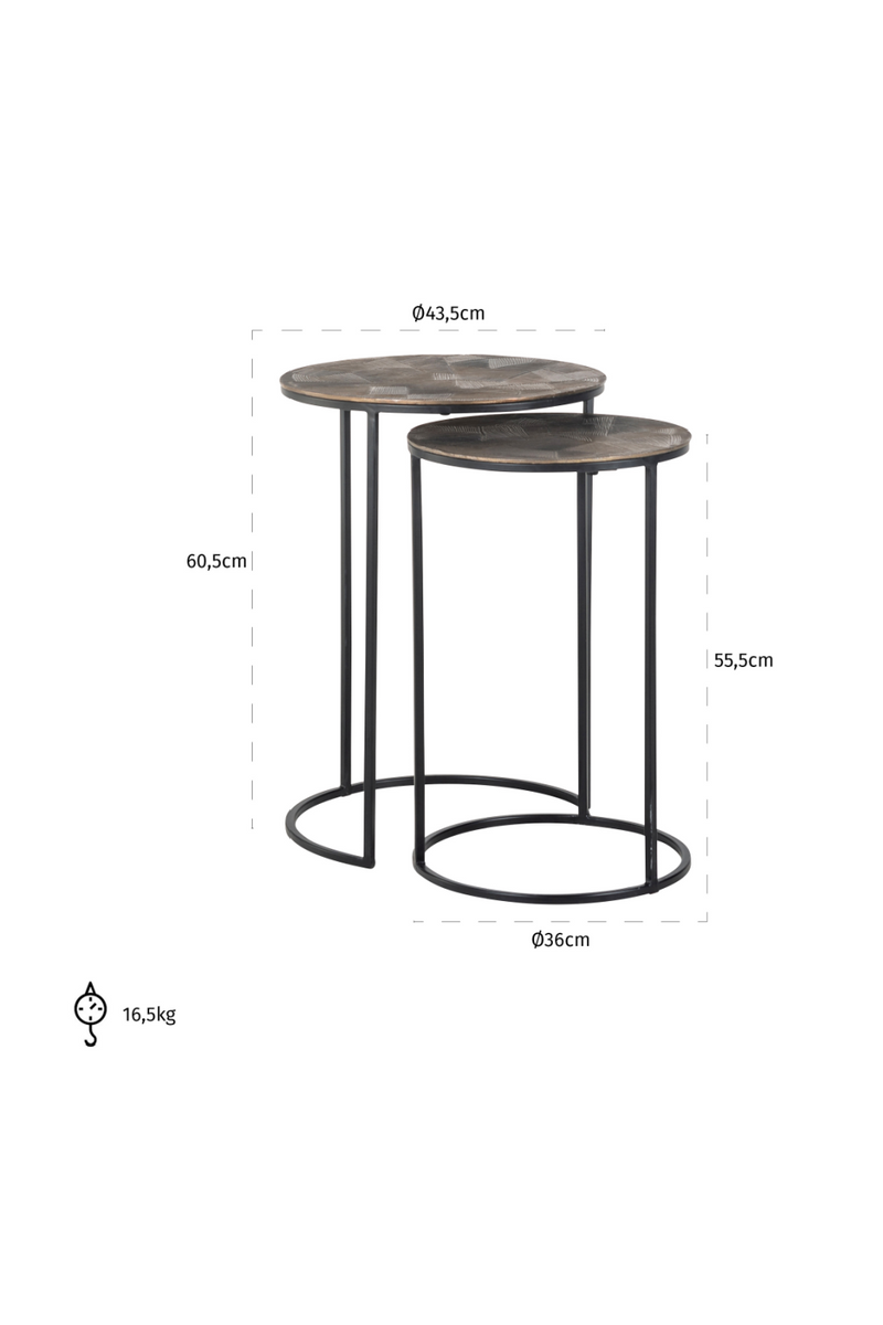 Table d'appoint gigogne en métal (lot de 2) | Richmond Tulum | Meubleluxe.fr