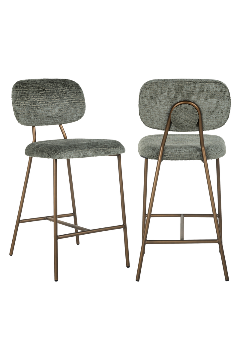 Tabouret de bar en tissu thym | Richmond Xenia | Meubleluxe.fr