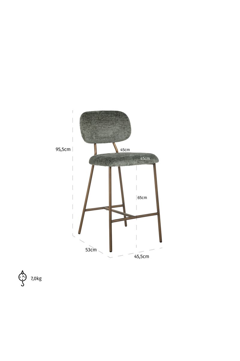 Tabouret de bar en tissu thym | Richmond Xenia | Meubleluxe.fr