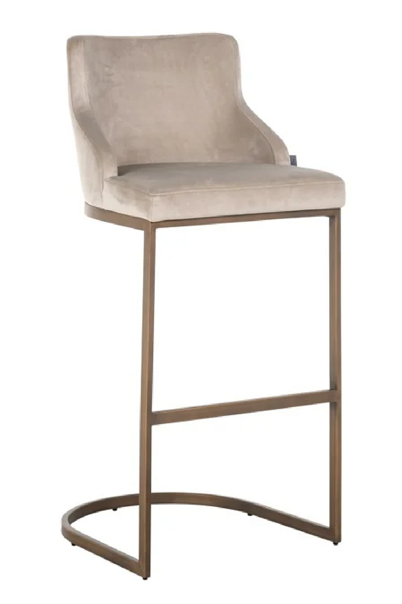 Tabouret de bar en velours beige | Richmond Bolton | Meubleluxe.fr