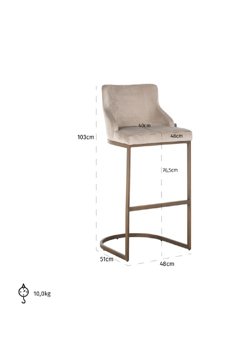 Tabouret de bar en velours beige | Richmond Bolton | Meubleluxe.fr