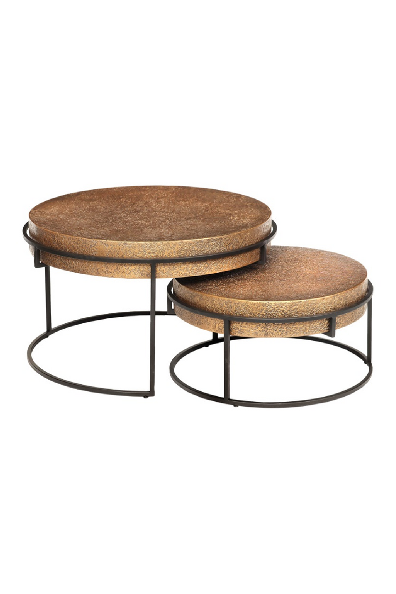 Table basse gigogne en laiton doré (lot de 2) | Richmond Derby | Meubleluxe.fr