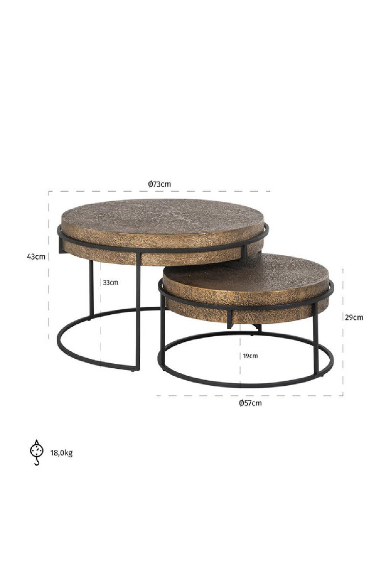 Table basse gigogne en laiton doré (lot de 2) | Richmond Derby | Meubleluxe.fr